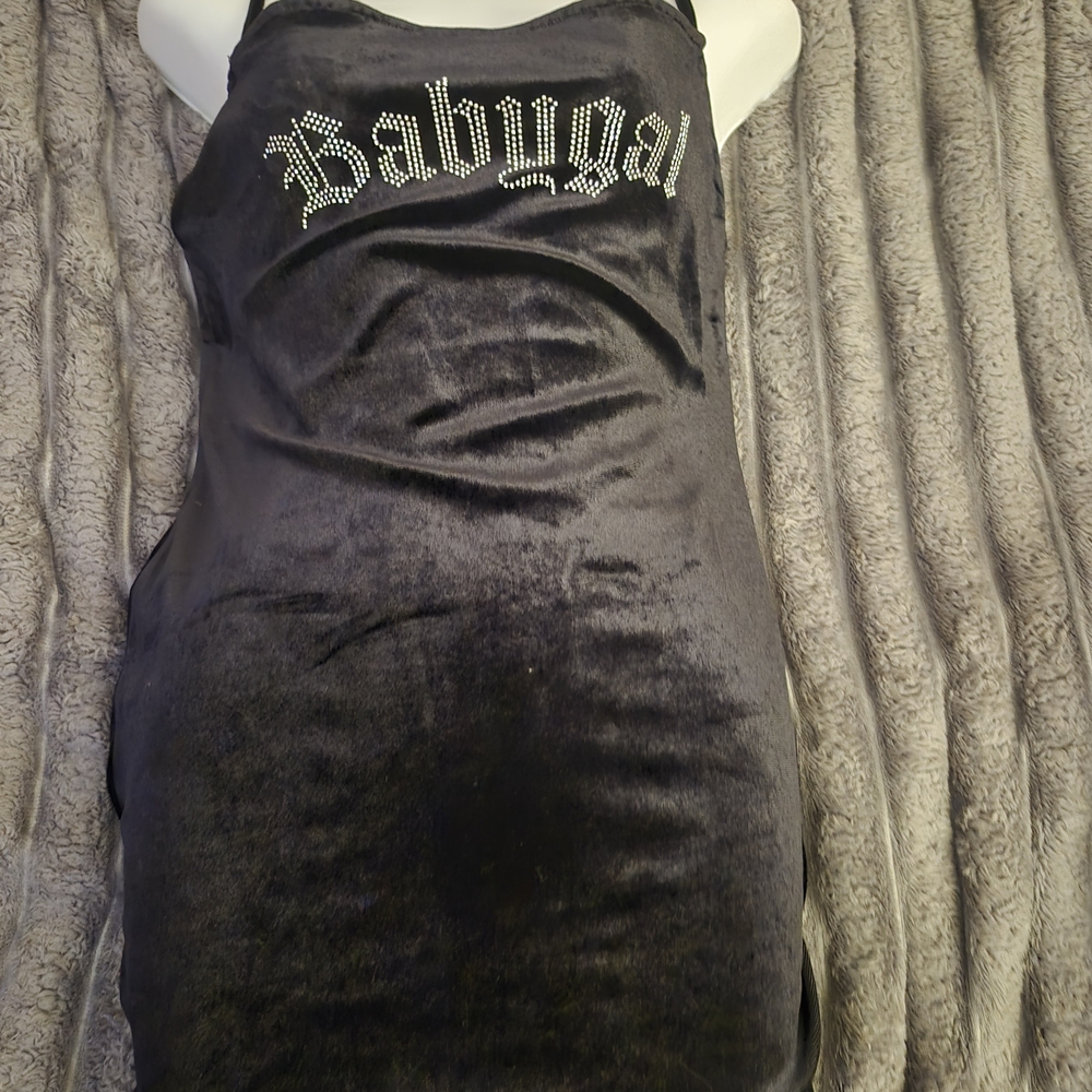Vintage Divided Black Embellished Sheath Mini Dress
